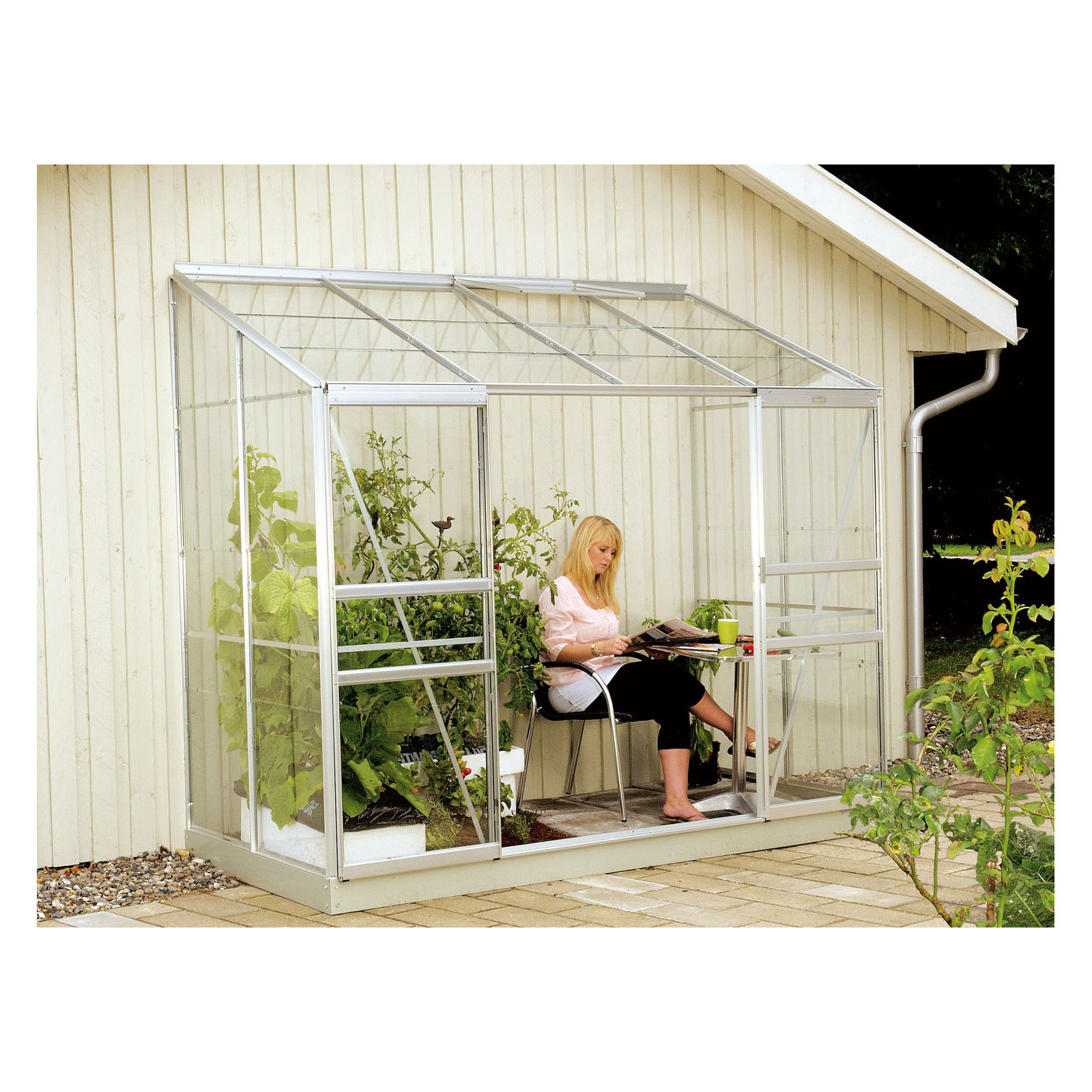 Vitavia Gewächshaus Styx 3300 3,3m² 3 mm Einscheibensicherheitsglas silber