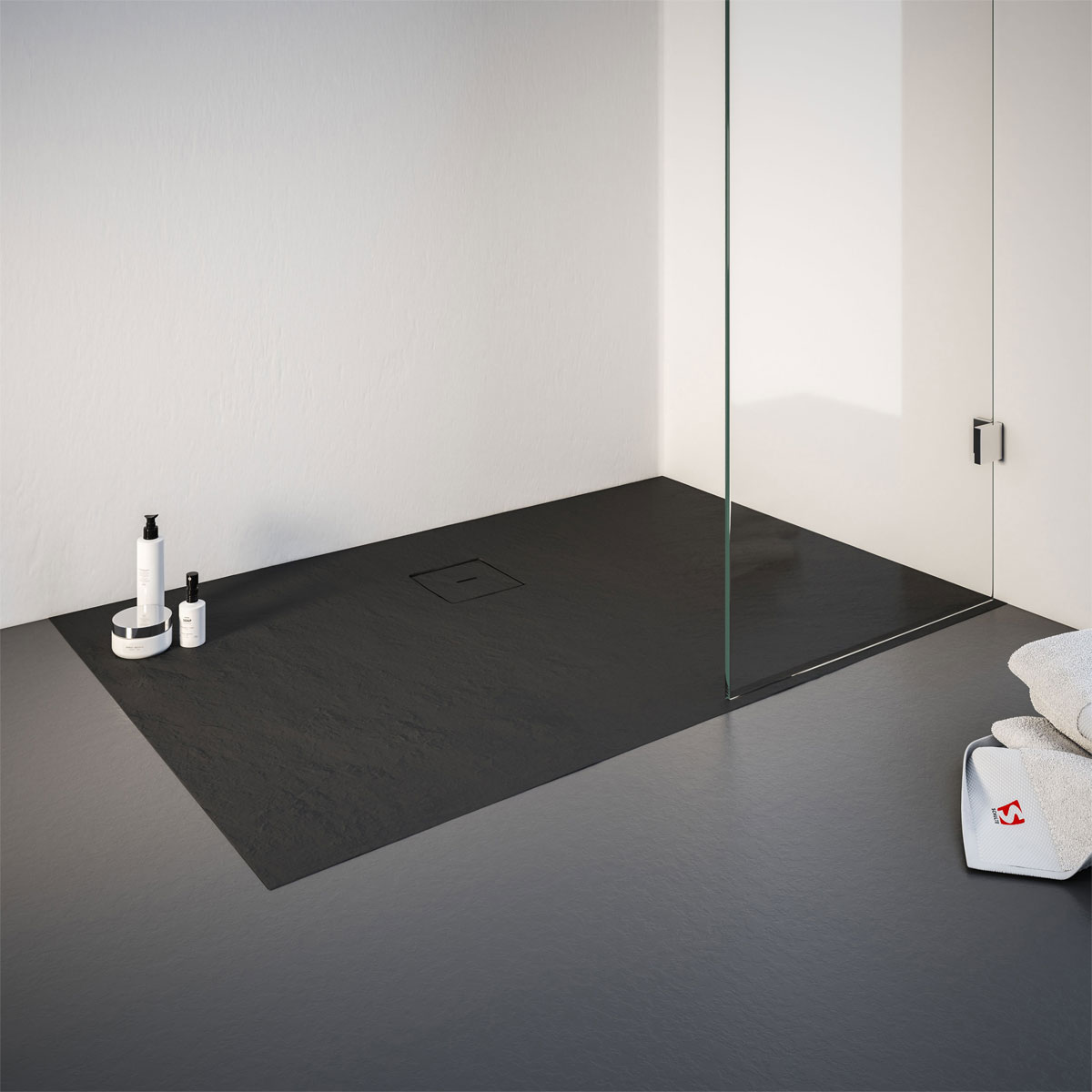 Schulte Eck-Duschwanne Rechteck Steinstruktur 140 x 4 x 90 cm anthrazit Bild 2