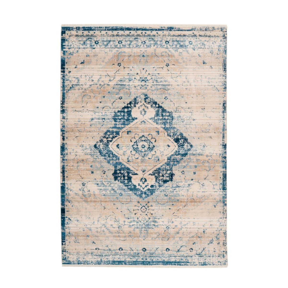 Fransenteppich „Baroque 500“, creme/blau