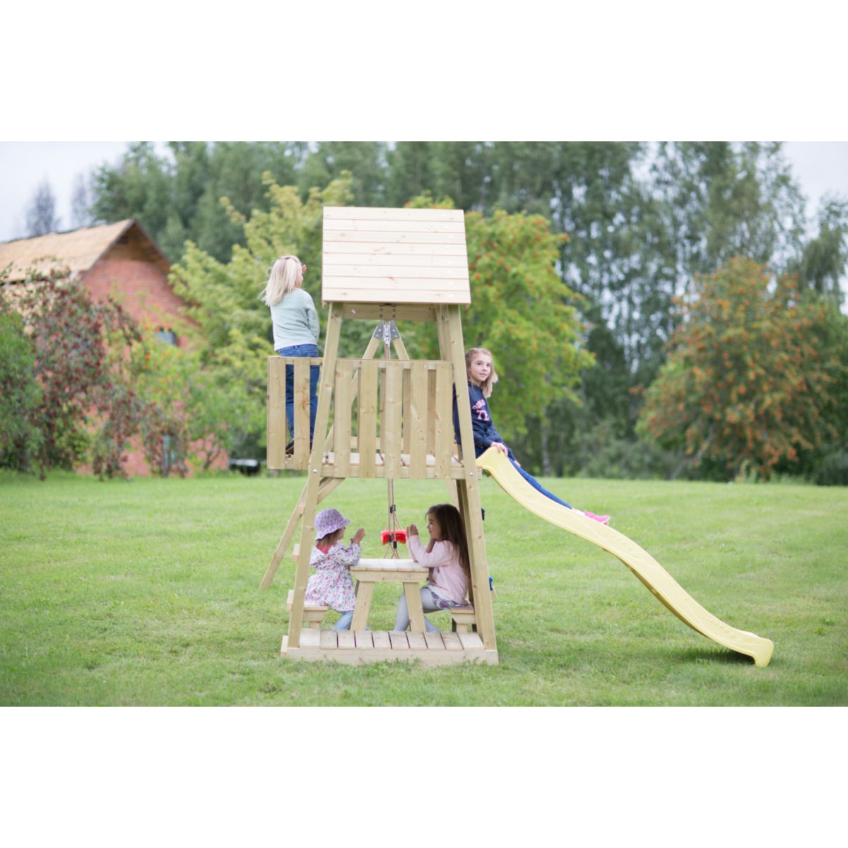 Wendi Toys Spielhaus Giraffe inkl. Rutsche, Kletterwand und Schaukel 280x340x270 cm Bild 2