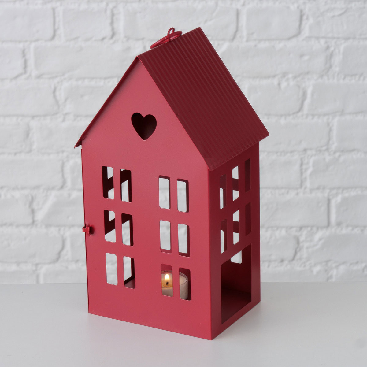 Laterne Alamo Haus 13 x 10 x 25 cm rot Metall Bild 3