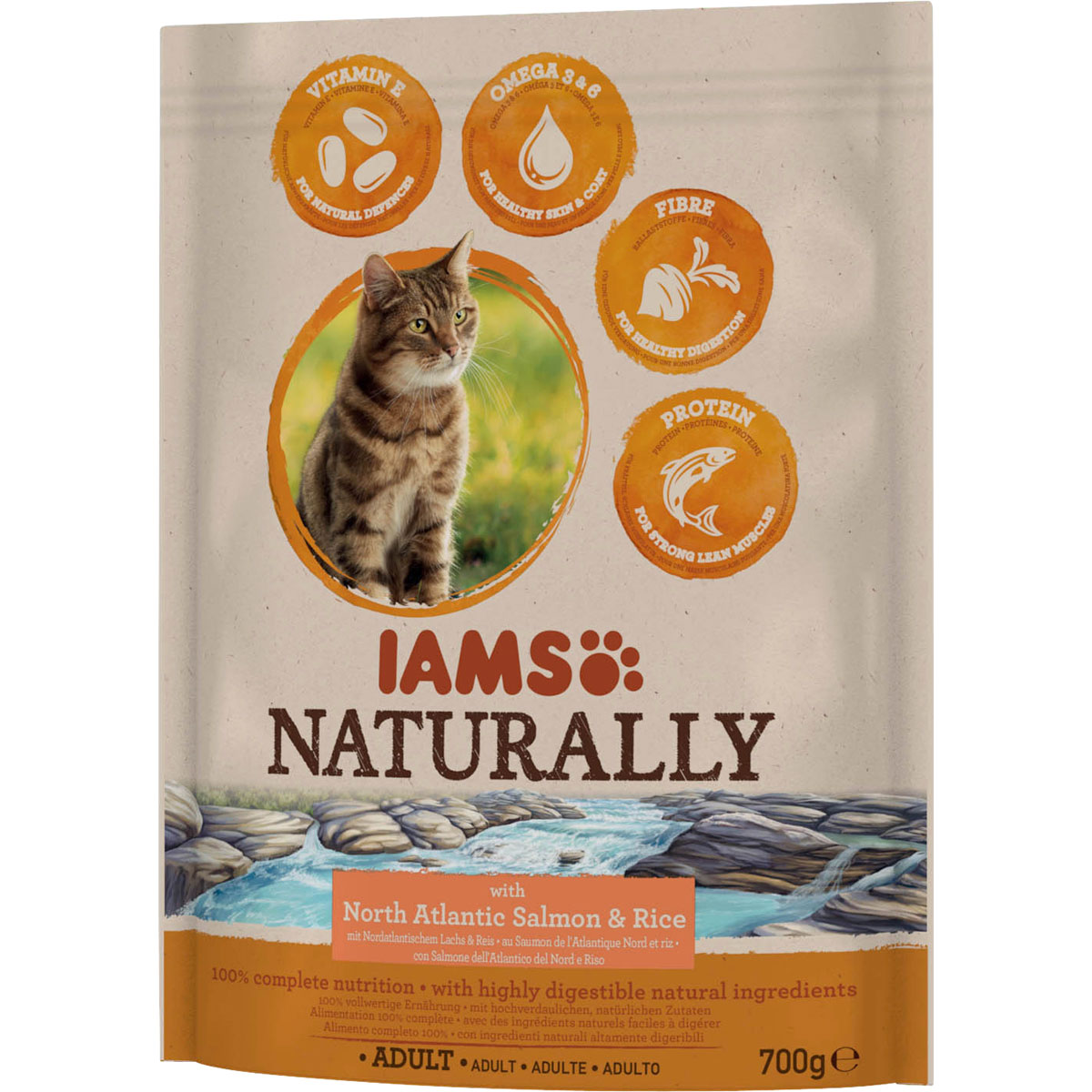 IAMS Trockenfutter Naturally Katze Erwachsen Lachs 700 g