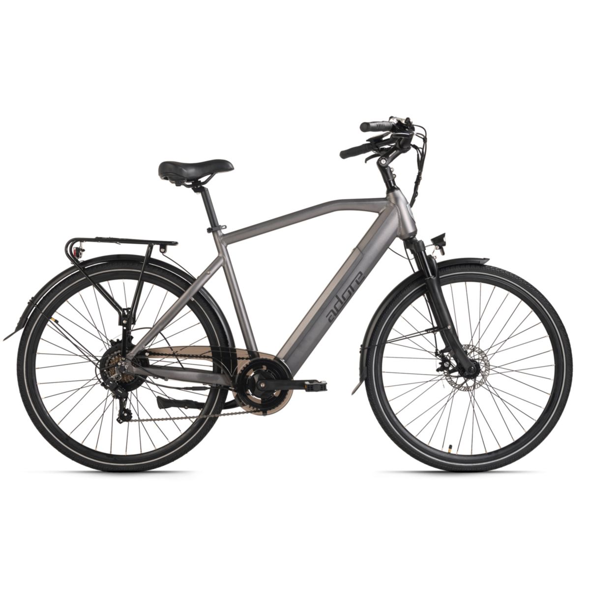 Adore E-Citybike 28" Alu Cityfahrrad CV-190 Heckmotor 45NM / 12,8Ah Anthrazit matt