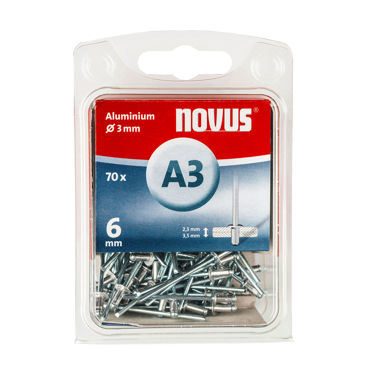 Novus  Blindnieten Aluminium A 3 x 6 mm 70 Stück