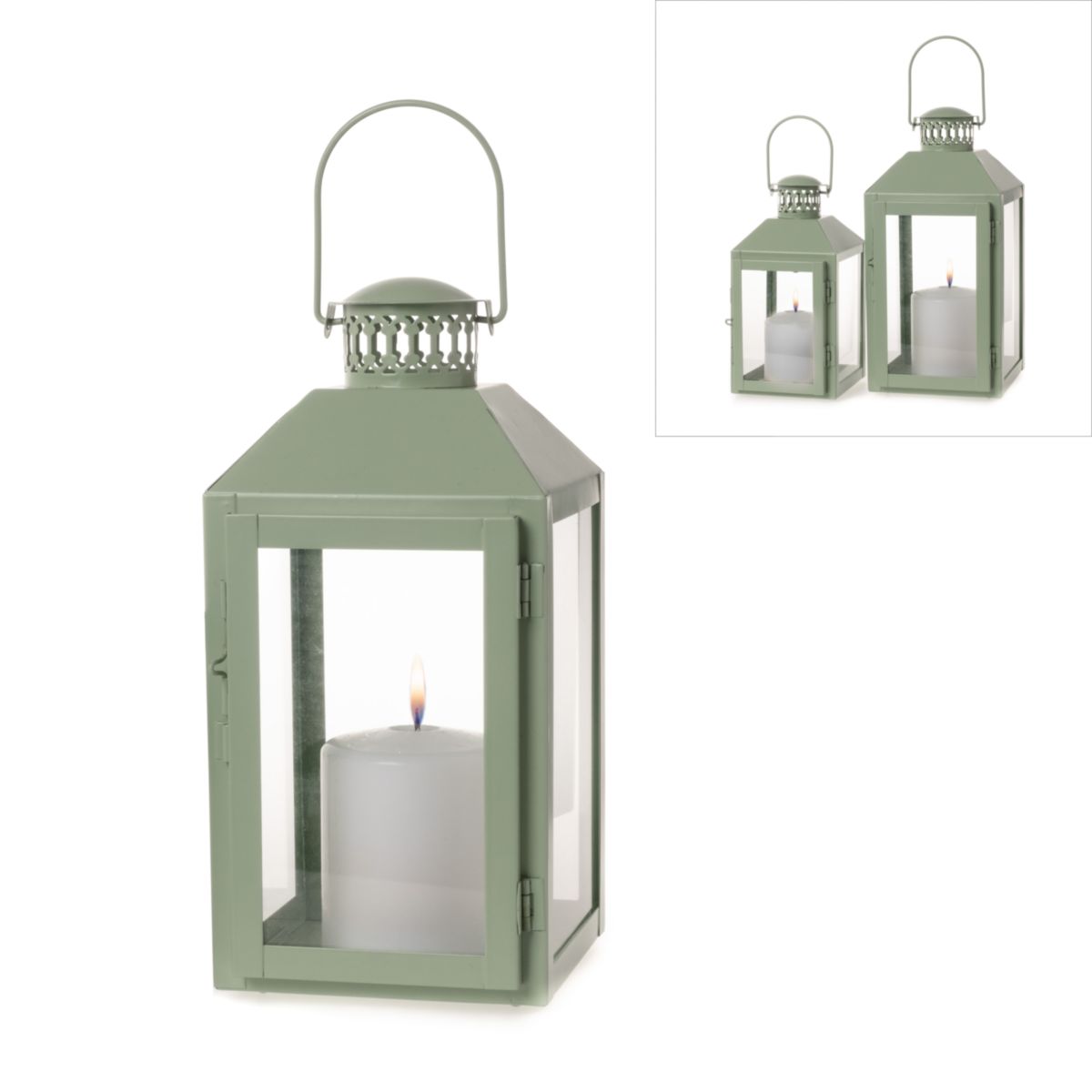 Laterne mit Henkel 25cm mint grün