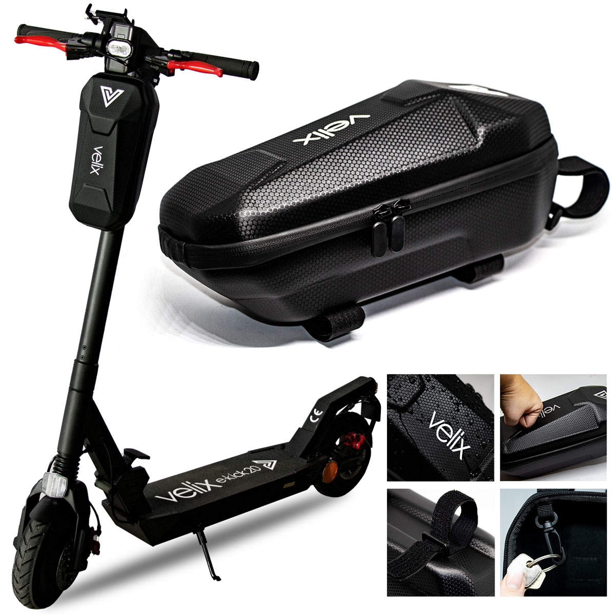 Velix Lenkertasche Zubehör Tasche für Lenker L30 cm mit Haltebändern Schwarz Bild 3