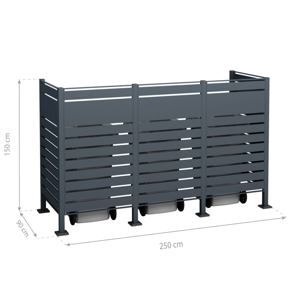 Westmann Mülltonnenverkleidung Planum 3x 240 L 1er Box 90x250x150 cm Bild 8