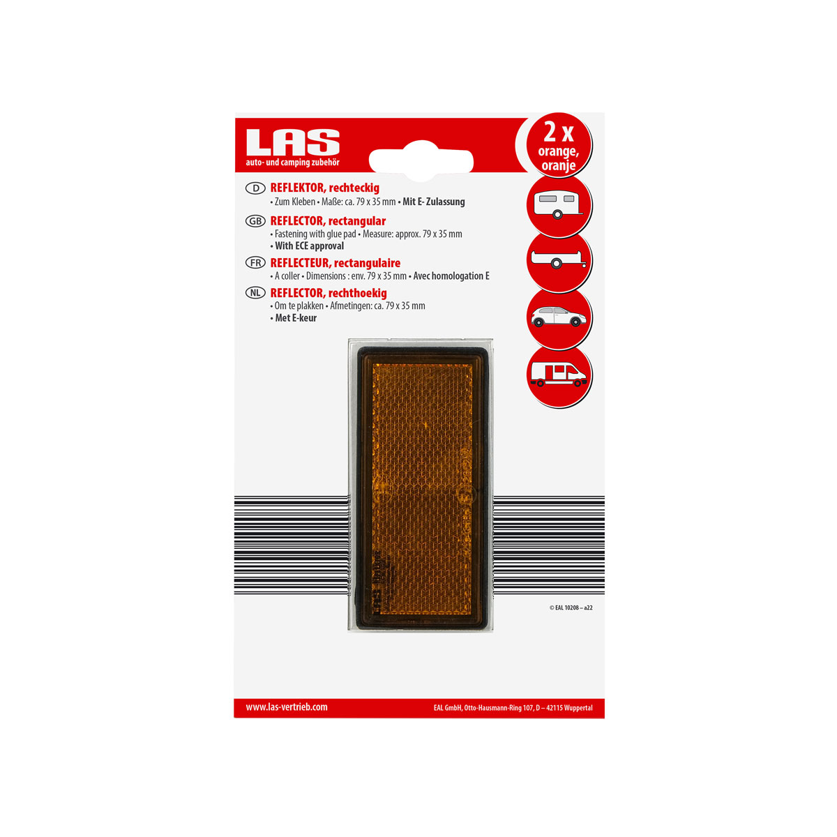 LAS 10208 Reflektor orange viereckig 2 Stk. Bild 3