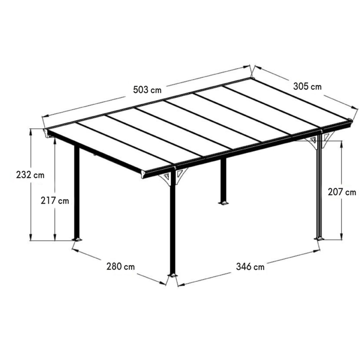 Westmann Carport Helsinki 503x305x232 cm Bild 11