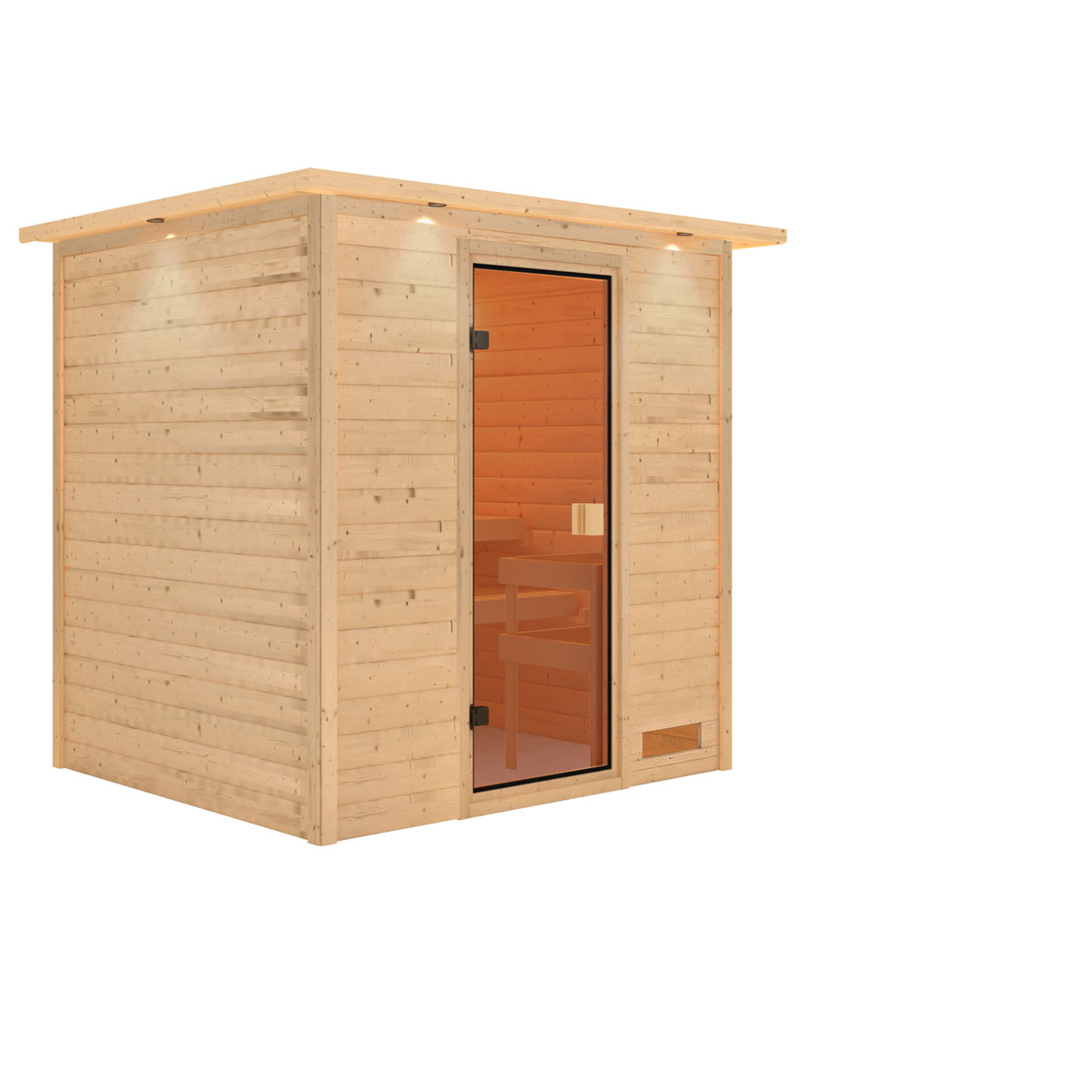 Karibu Sauna Adelina mit Kranz naturbelassen ohne Ofen Bild 2