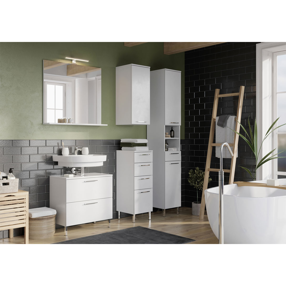 Hängeschrank weiß Front Supermatt 1 Tür 30 x 73 x 32 cm Bild 4