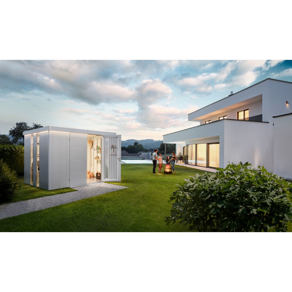 Biohort Gerätehaus Neo 2D Doppeltüre silber-metallic Bild 6