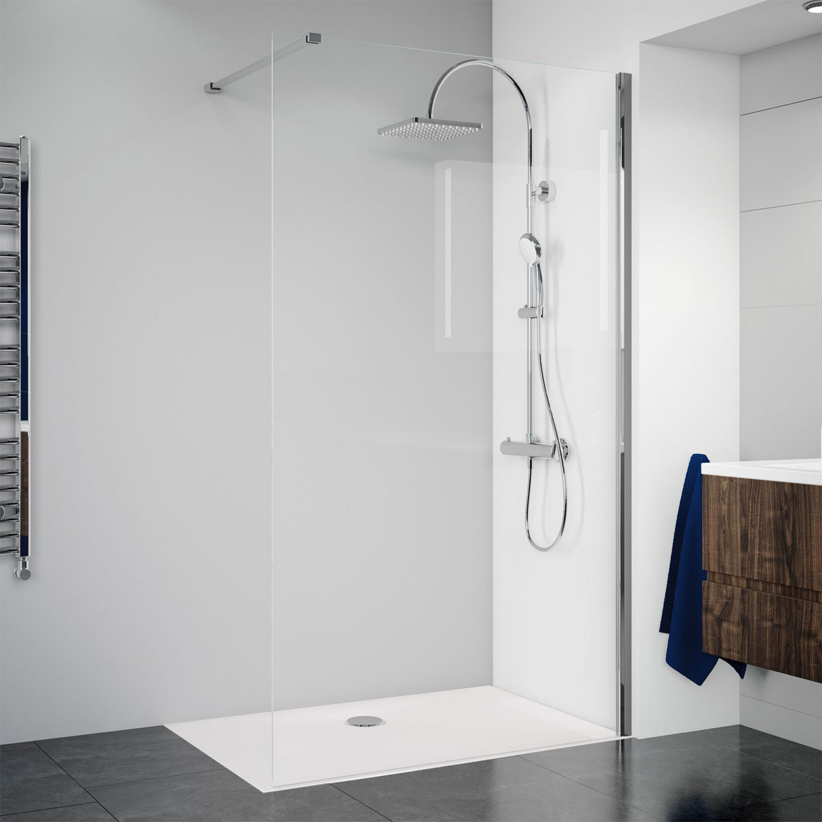 Breuer  Duschwand Panorama alleinstehend schwarz matt Terrazzo 900 mm