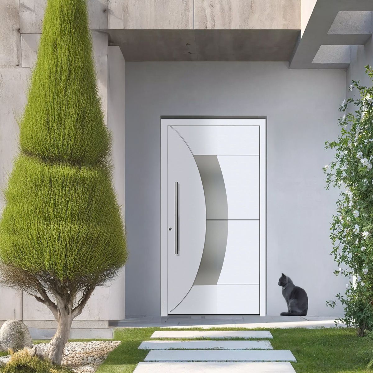 Schüco Aluminium Haustür 602 Verona Excellent 1100 x 2100 mm RAL9016 DL