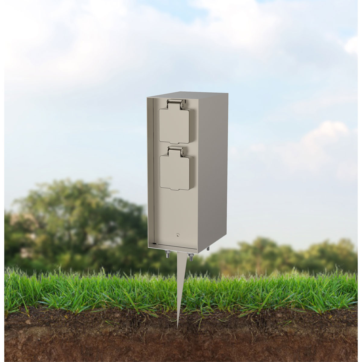 Steckdosensäule ORIO 4fach IP44 Eisen-gebürstet Bild 4