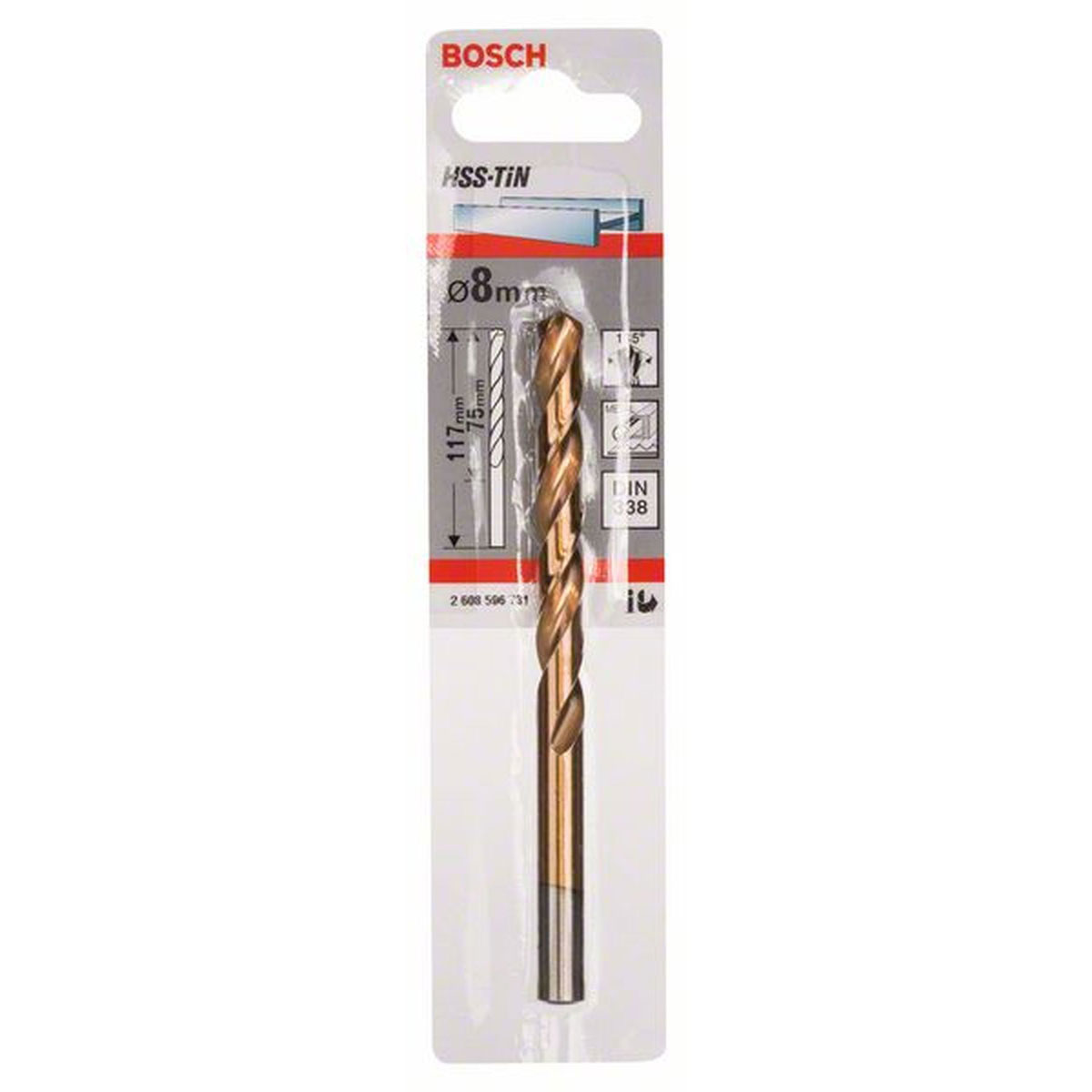 Bosch  Spiralbohrer HSS-TiN Durchmesser 8 x 75 mm Bild 1