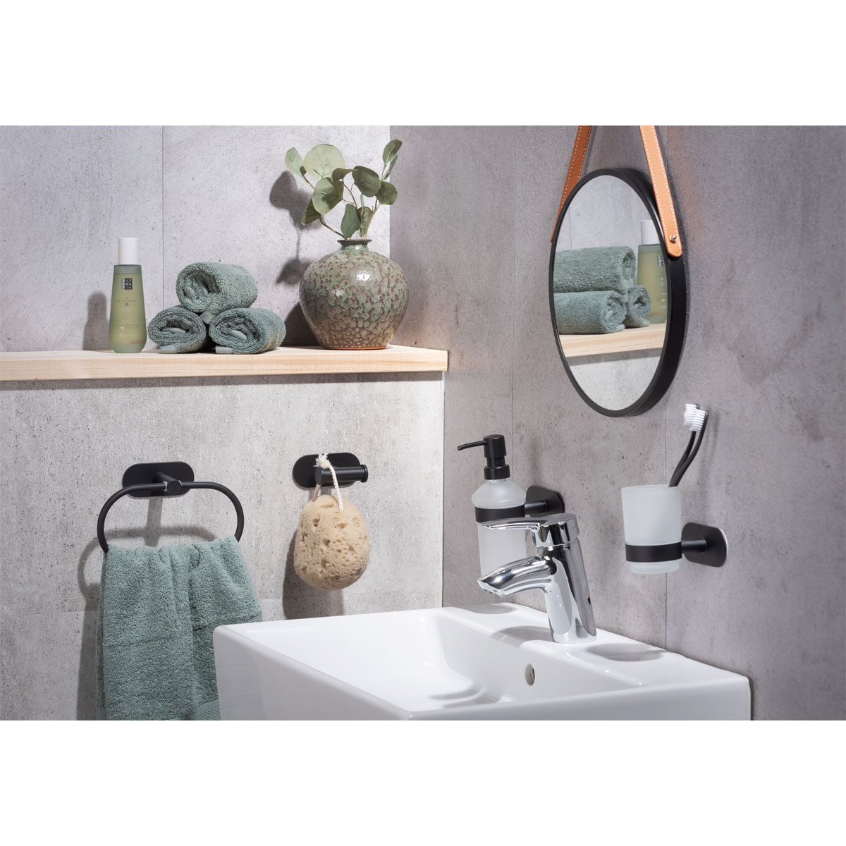 Wenko  Turbo-Loc Edelstahl Handtuchring Orea Black Matt Handtuchhalter Befestigen ohne bohren Bild 10