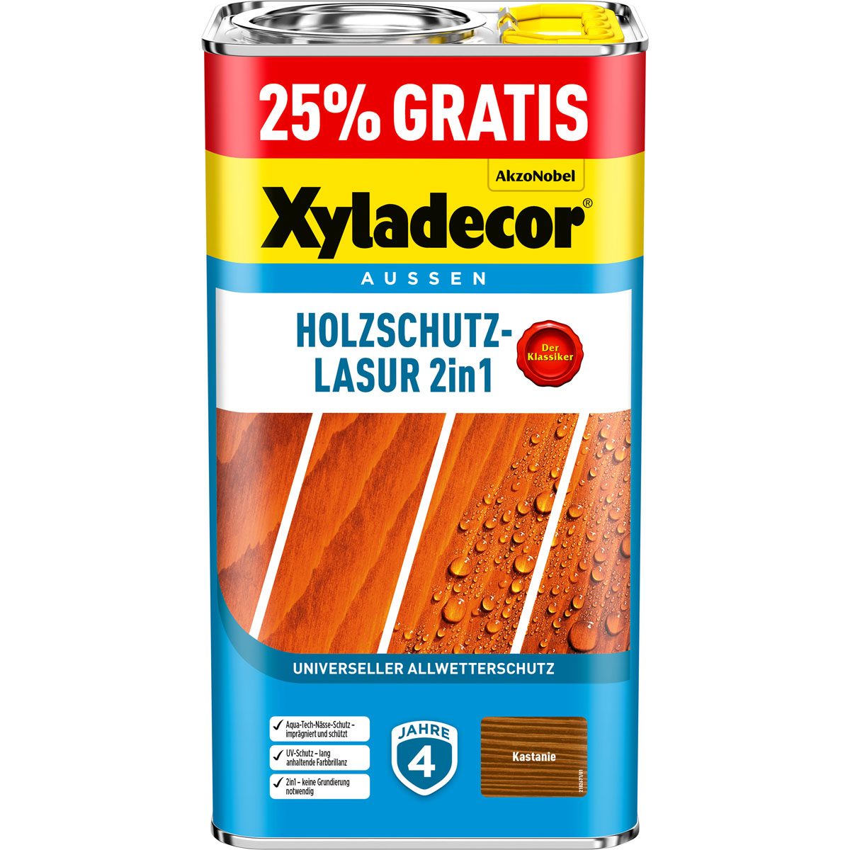 Xyladecor Holzschutz-Lasur 2in1 Kastanie 5 L