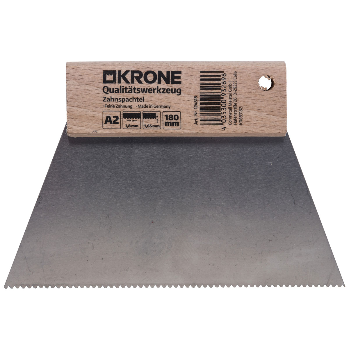 Krone  Zahnspachtel 180 mm A2 1,7 x 1,4mm