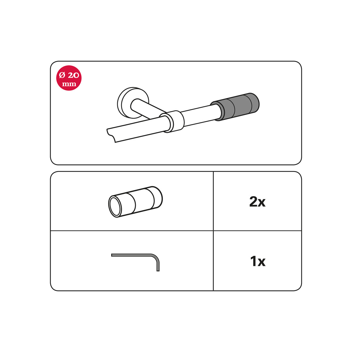 Gardinia Endknopf Romana Zylinder Durchmesser 20 mm silber/satin 2 Stück Bild 2