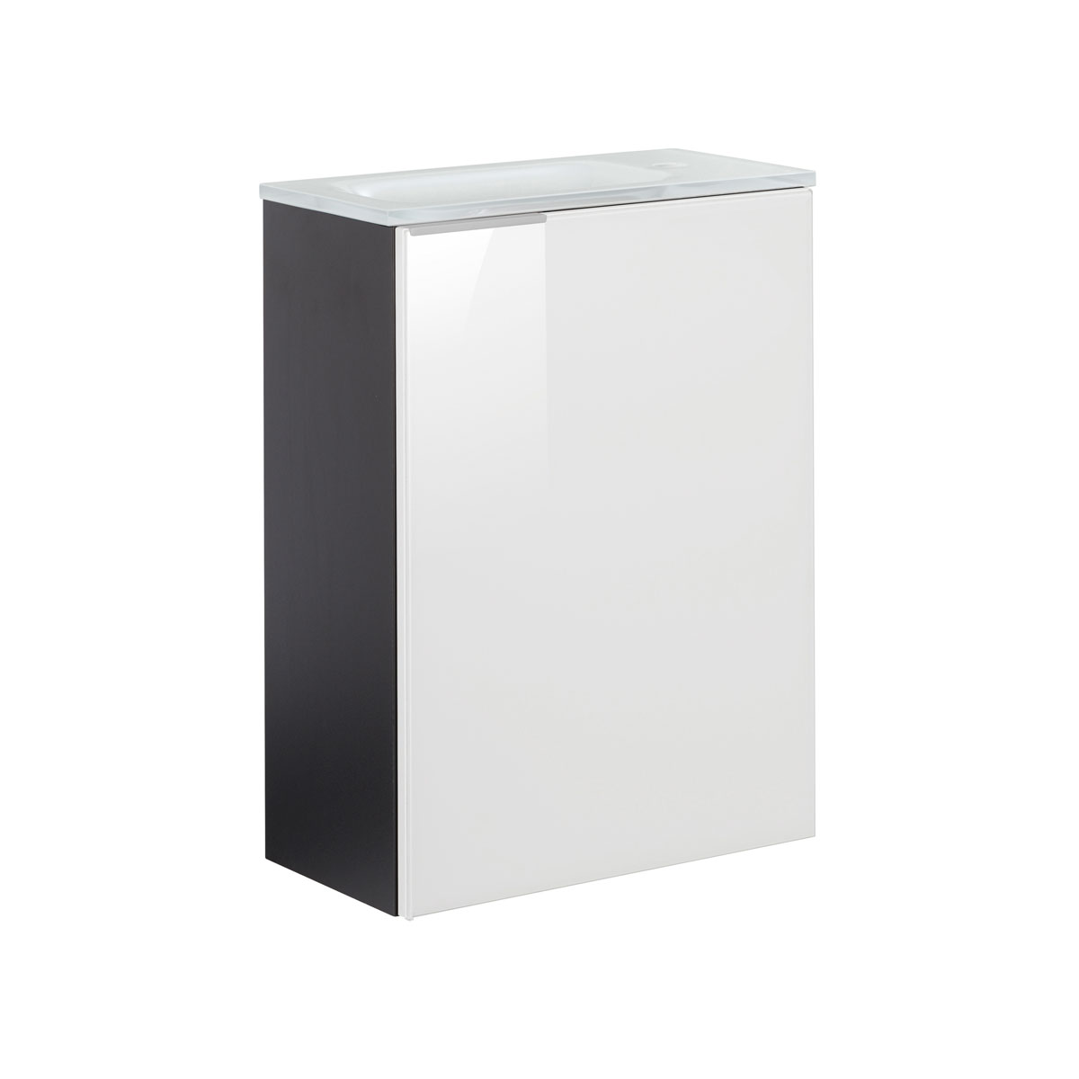 Fackelmann  Gäste-WC Waschtischunterschrank rechts SBC 440 x 600 x 243 mm anthrazit/lackiertes Glas Weiß Bild 2