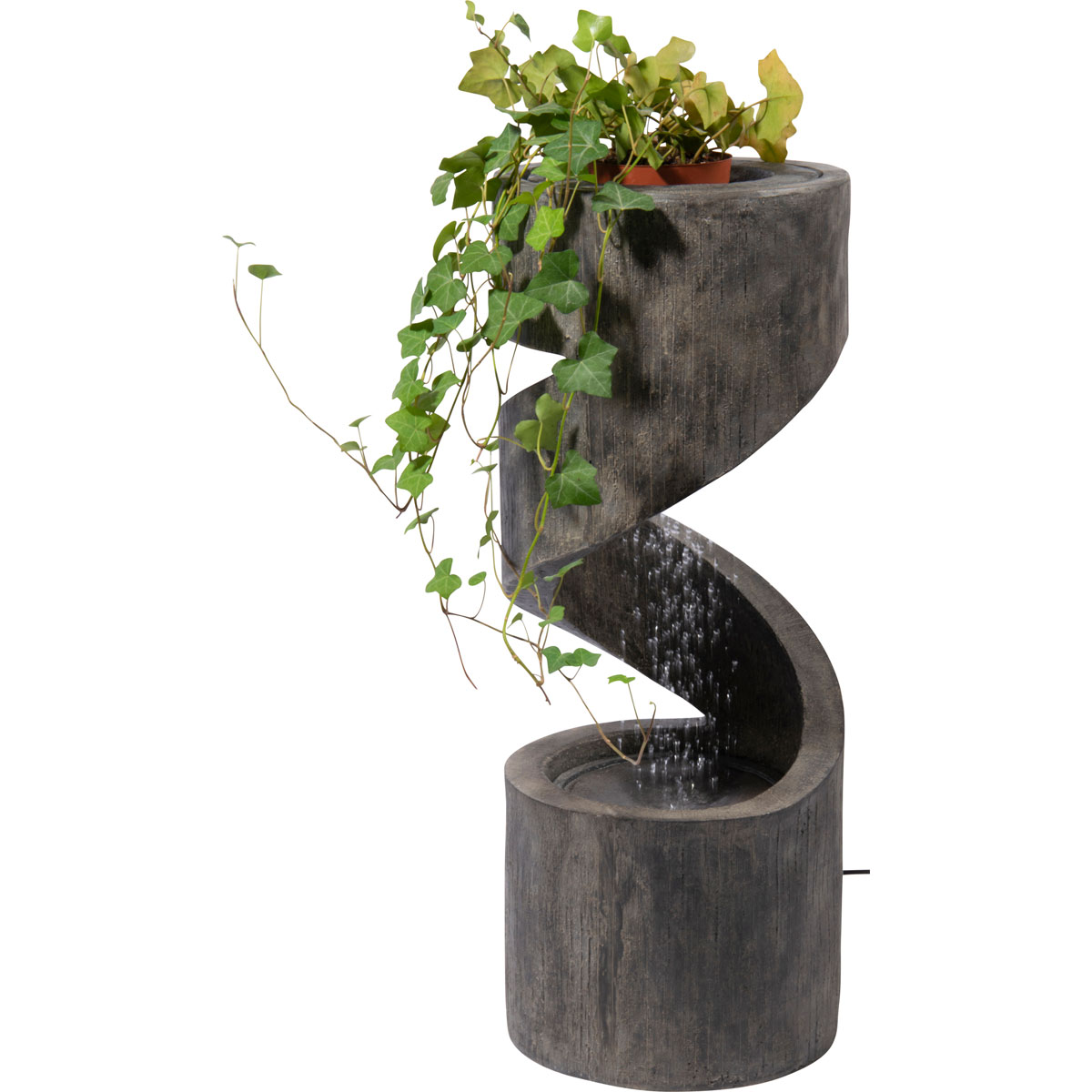dobar Design-Gartenbrunnen mit LEDs Durchmesser 31,5 x 79,5 cm grau
