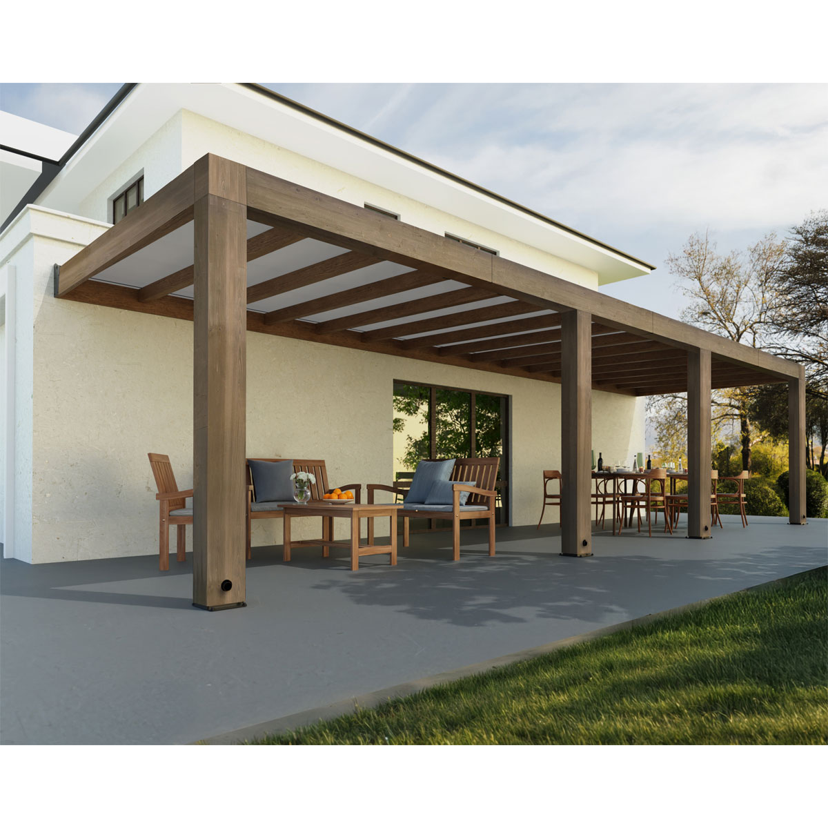 Palram Canopia Helsinki 3x10 Terrassenüberdachung aus Zedernholz / Sonnenschutzpaneele Bild 1