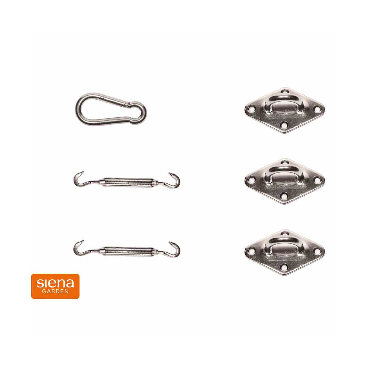 Siena Garden Ersatzteil Solino silber 2x Spannanker 1x Karabiner 3x Halte-Ösen Bild 1