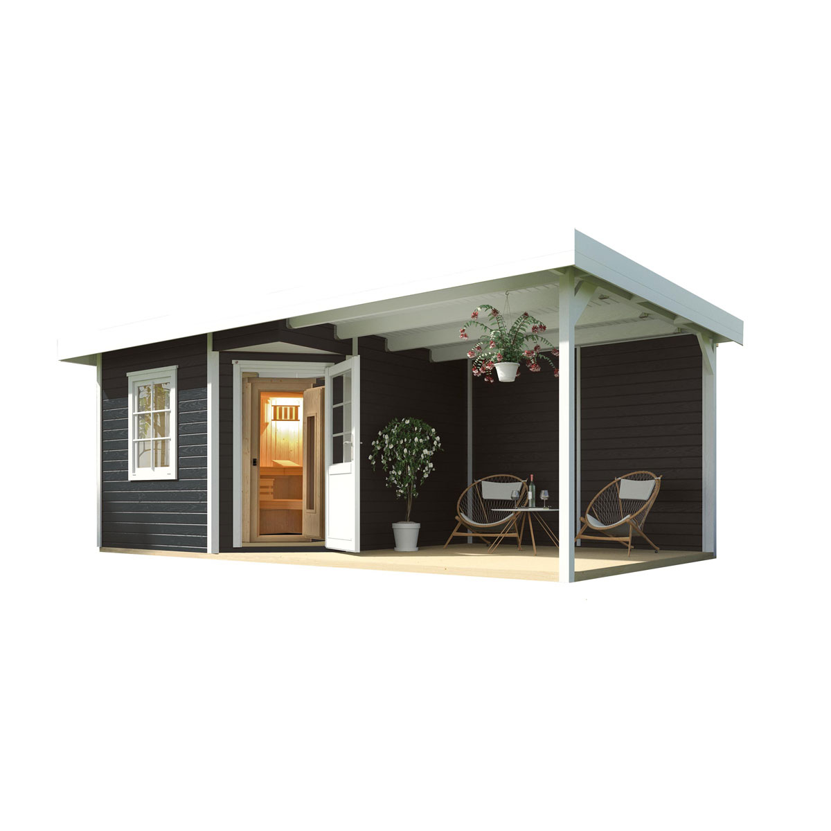 Weka  Saunahaus Salo Größe 1 Sparset 7,5 kW Bio S anthrazit