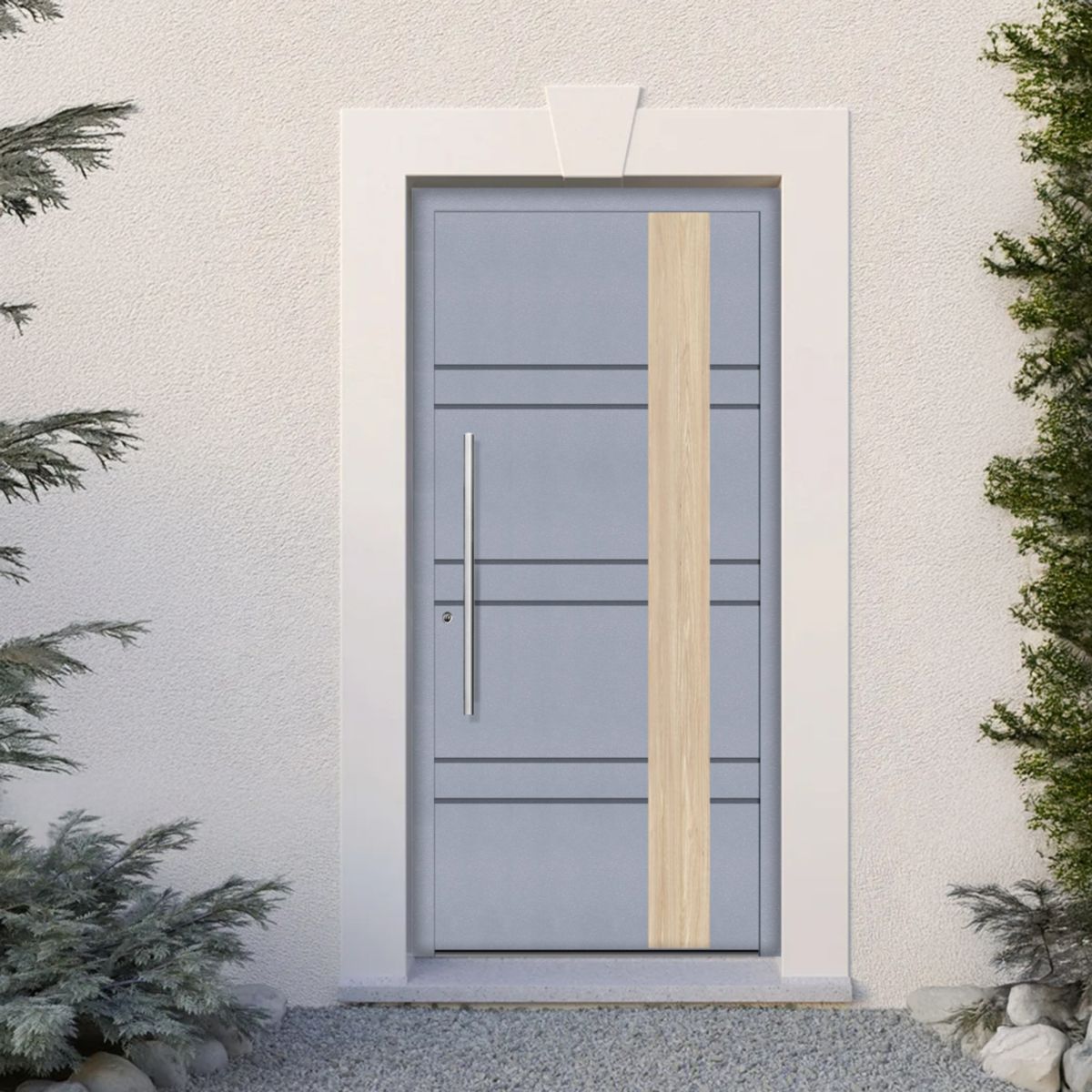 Schüco Aluminium Haustür 805 Monza Excellent 1100 x 2100 mm RAL9016/7040 DL