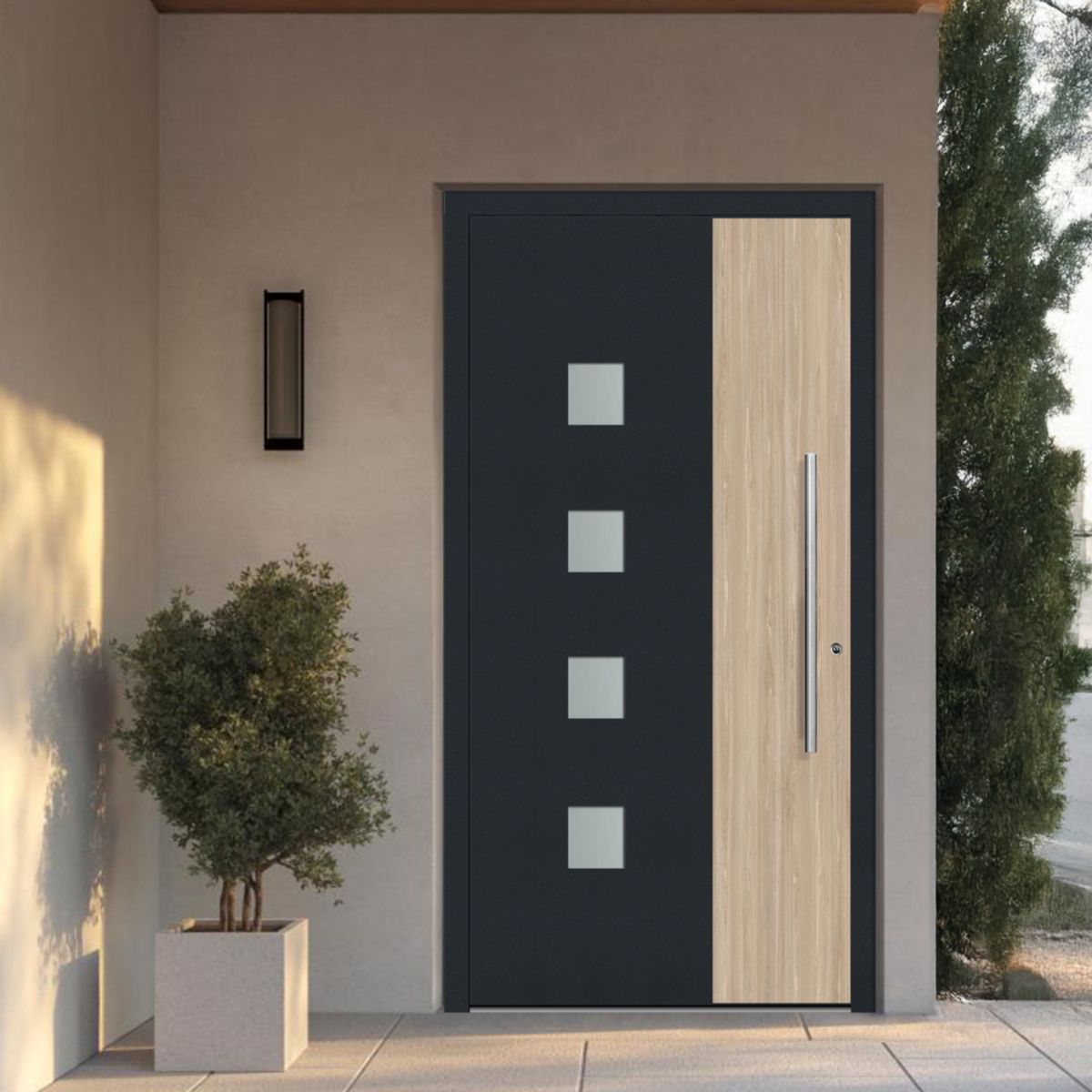 Schüco Aluminium Haustür 110 Messina Excellent 1100 x 2100 mm RAL9016/7016 DR