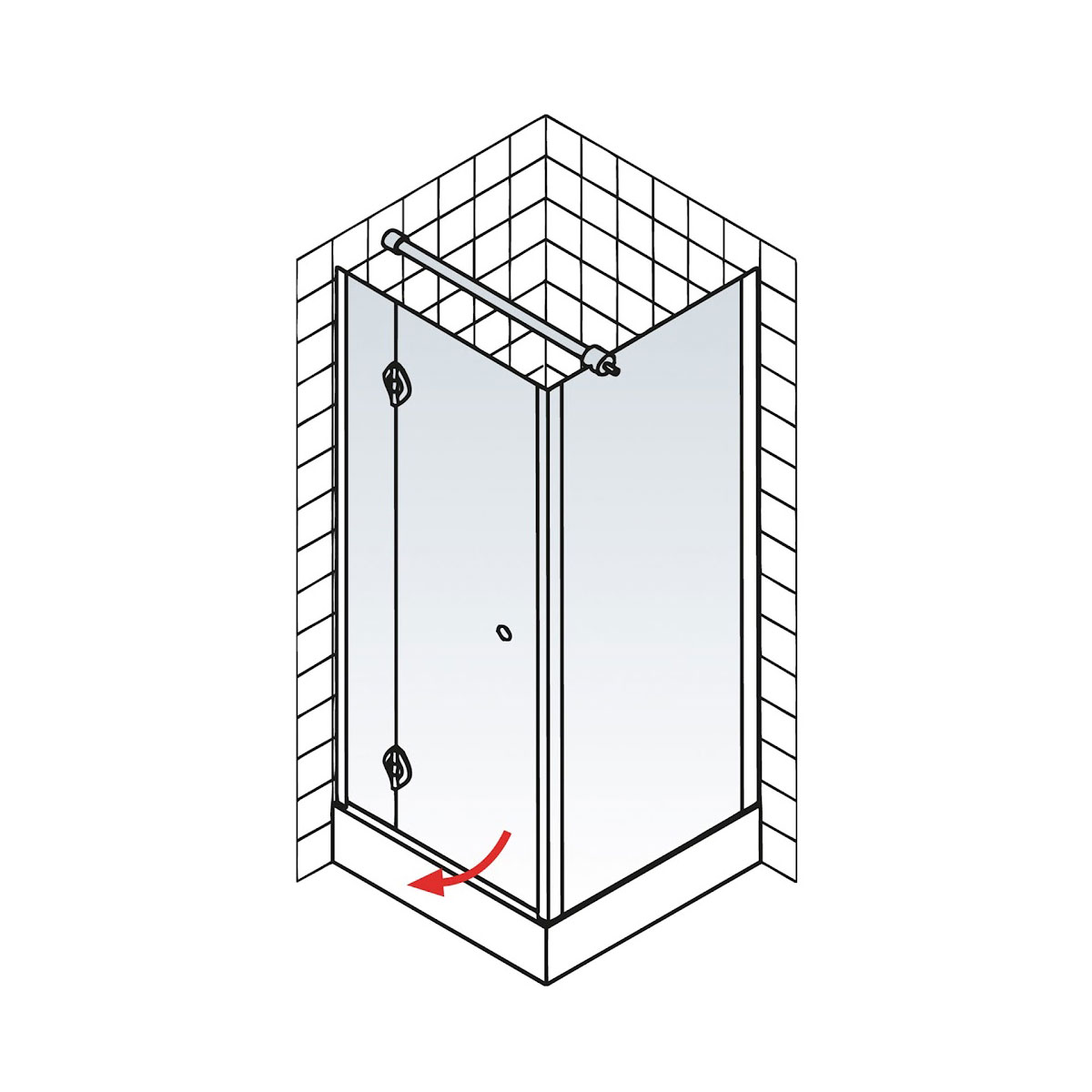 Schulte Drehtür MasterClass inkl Seitenwand Montage auf Fliesen links Bild 6