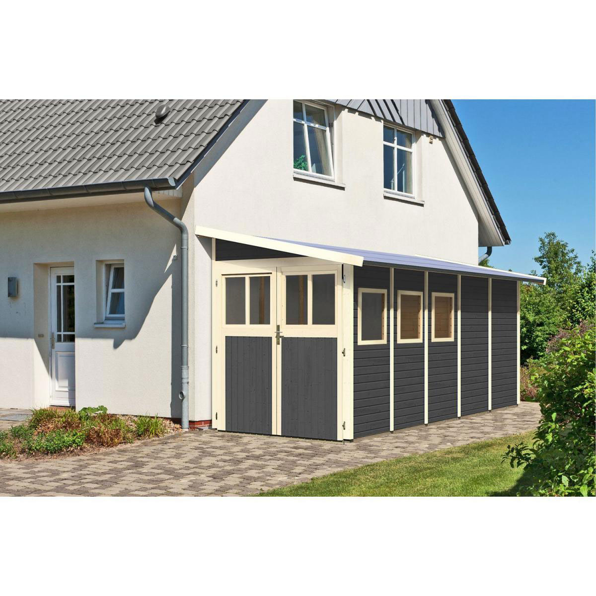 Karibu Gartenhaus Wandlitz 181 x 442 x 230 cm grau Bild 2