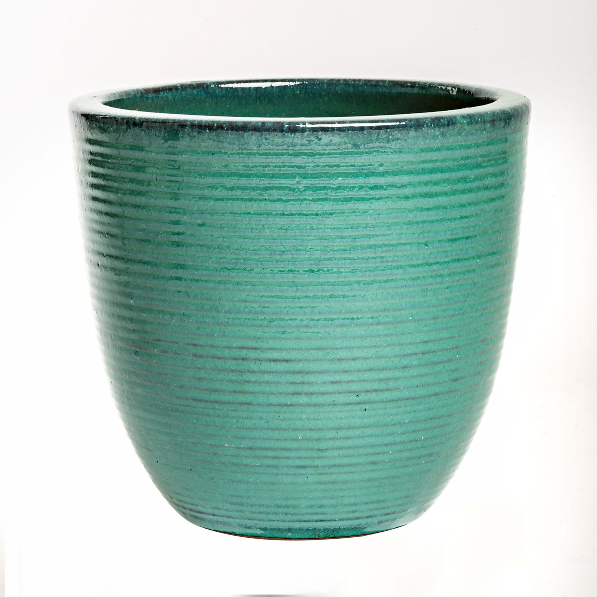 Haveson Pflanztopf Feine Rille türkis glasiert Durchmesser 28 x 27 cm