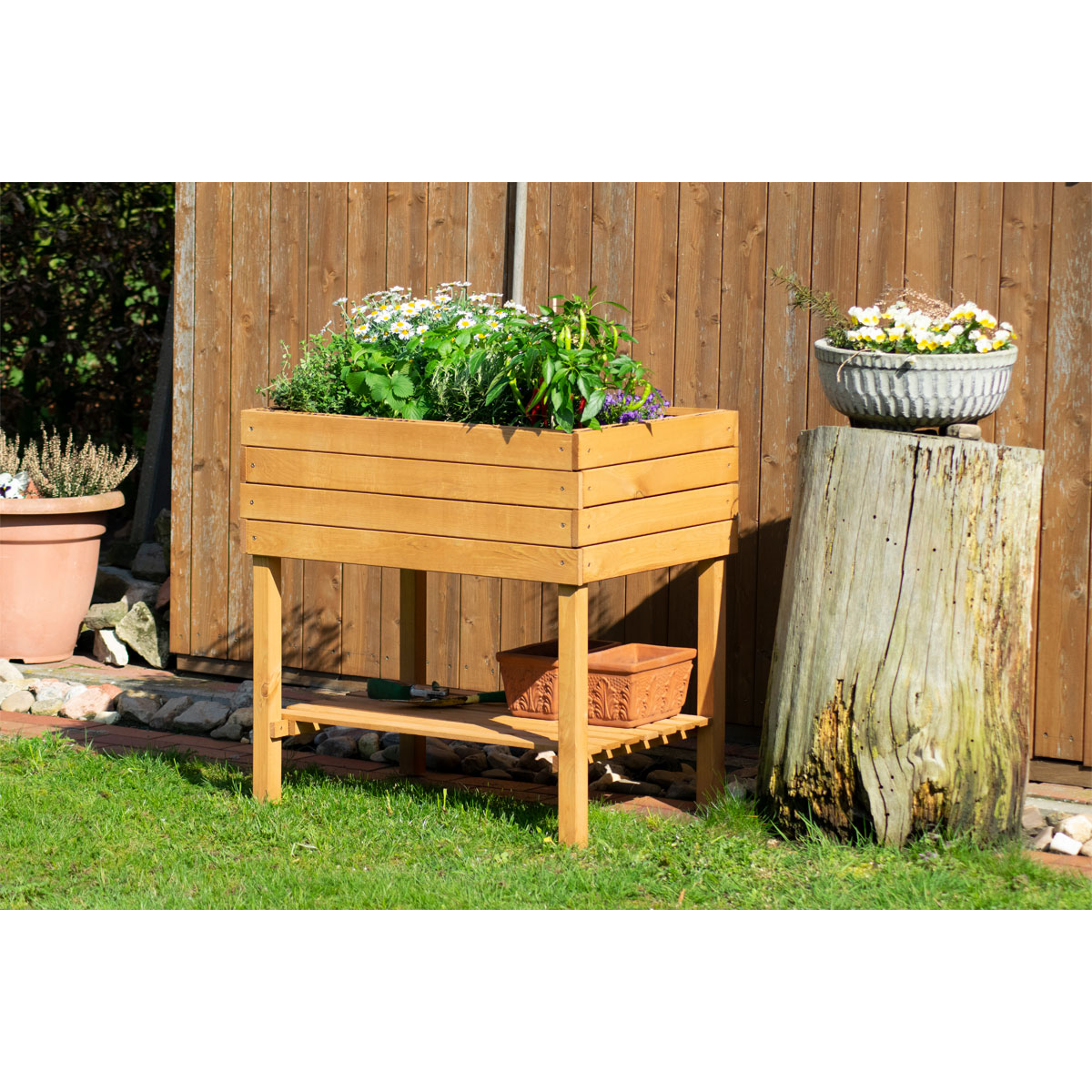 dobar Breites Hochbeet 80 x 80 x 58 cm braun Bild 10