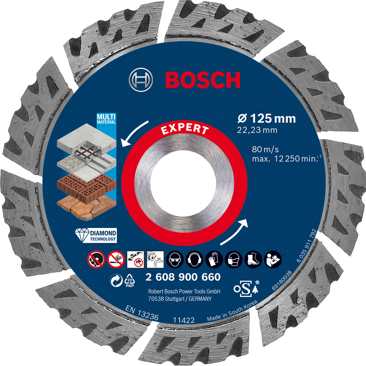 Bosch Professional  Expert MultiMaterial Diamanttrennscheiben 125 x 22,23 x 2,2 x 12 mm