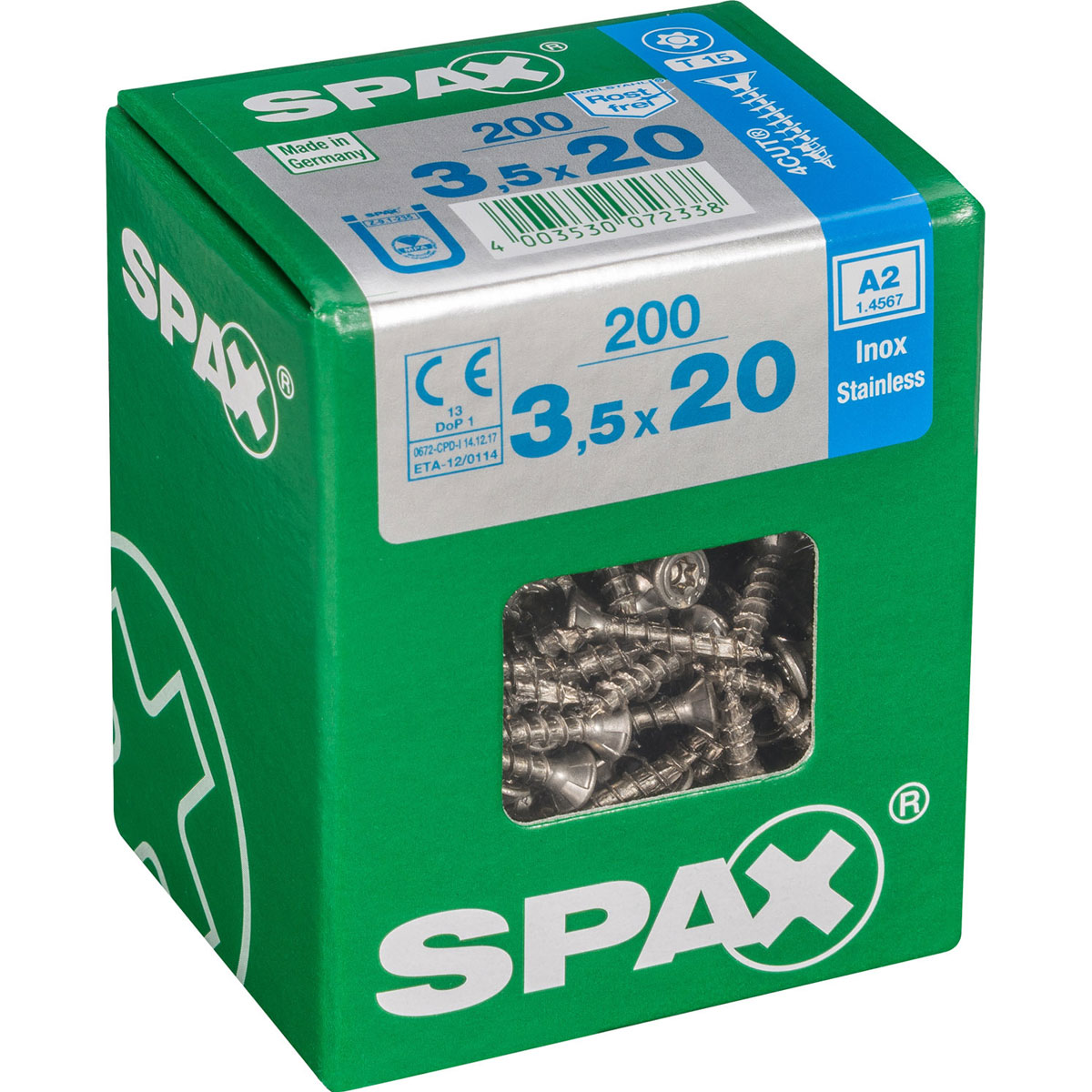 Spax Edelstahlschrauben Senkkopf 3,5 x 20 L 200 Stück Bild 2