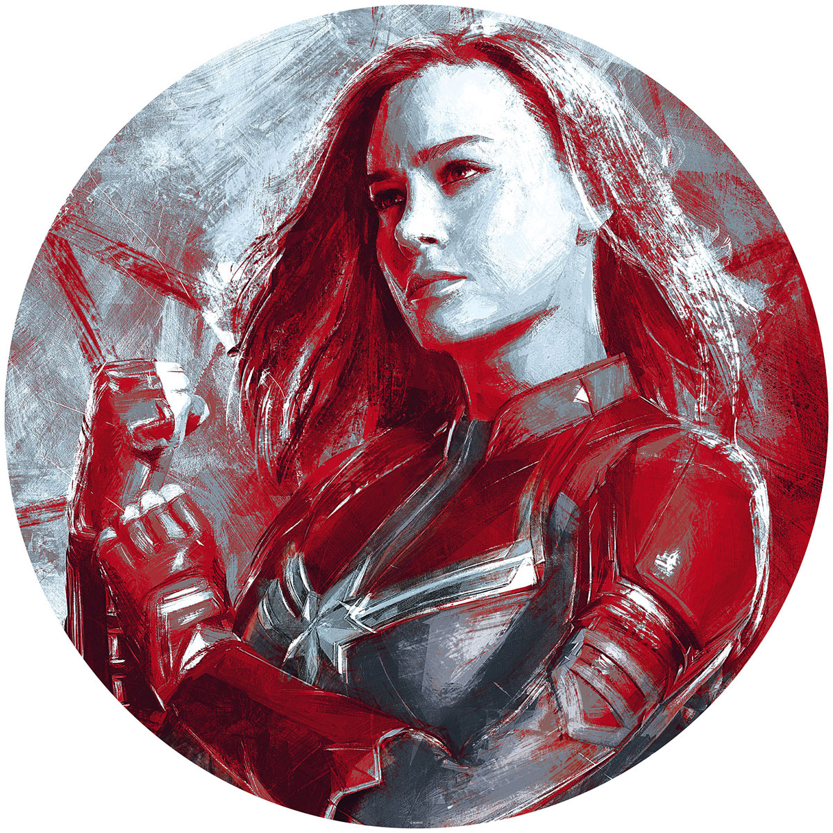 Komar  Selbstklebende Vlies Fototapete rund Avengers Painting Captain Marvel Durchmesser 125 cm Bild 2