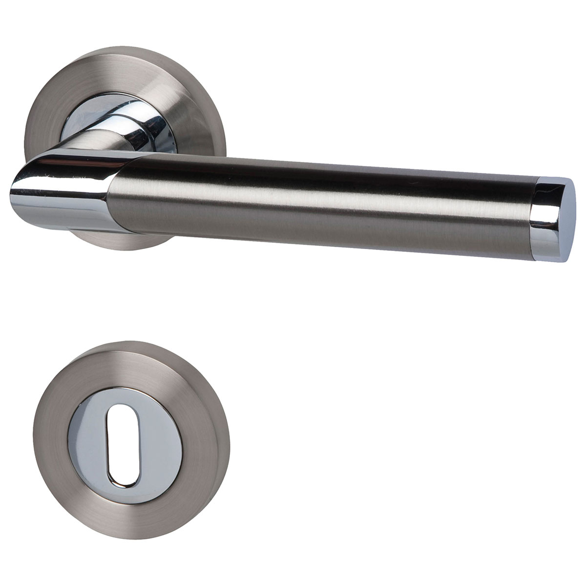 Alpertec Rosettengarnitur Lissabon-R Chrom/edelstahlfärbig satiniert BB