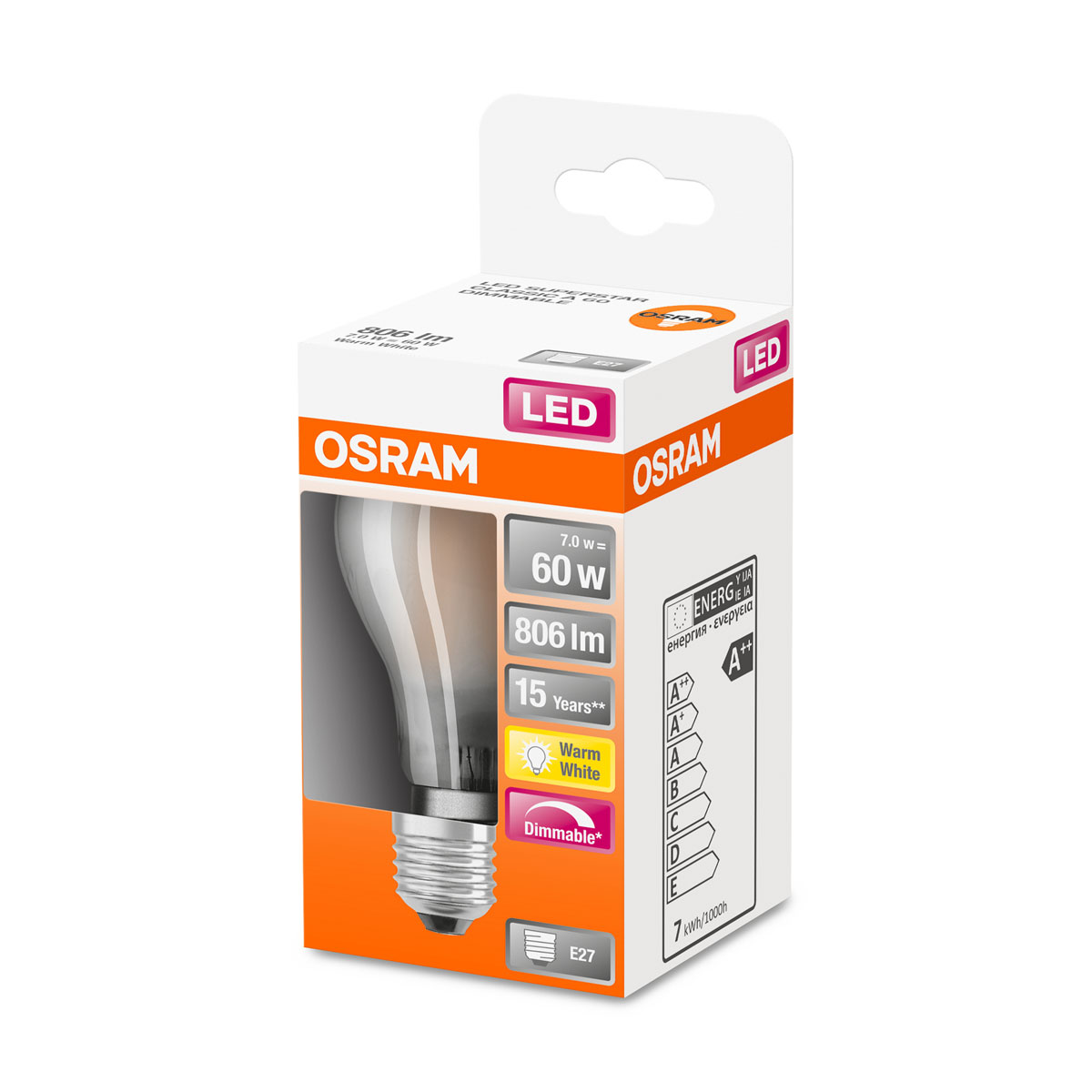 Osram LED-Leuchtmittel dimmbar warmweiß 60W matt Bild 2