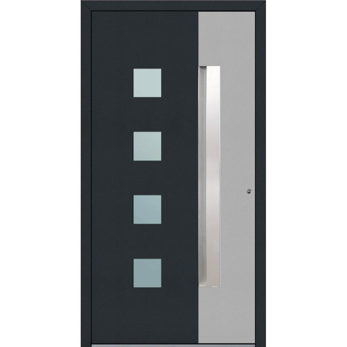 Aluminium Sicherheits-Haustür Genua Exklusiv 75 mm anthrazit mit beige 110 x 210 cm Anschlag rechts inkl Griffleiste