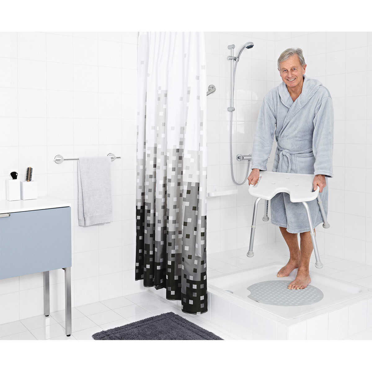 Ridder  Bade-/Duschhocker höhenverstellbar mit Hygieneausschnitt Bild 2