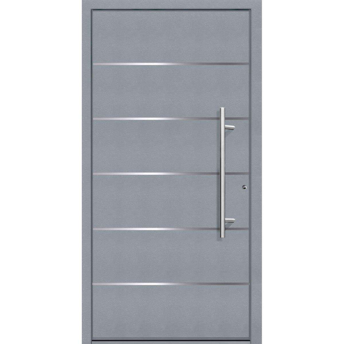Aluminium Sicherheits-Haustür Livorno Superior 60 mm grau 100 x 210 cm Anschlag rechts inkl Griffset