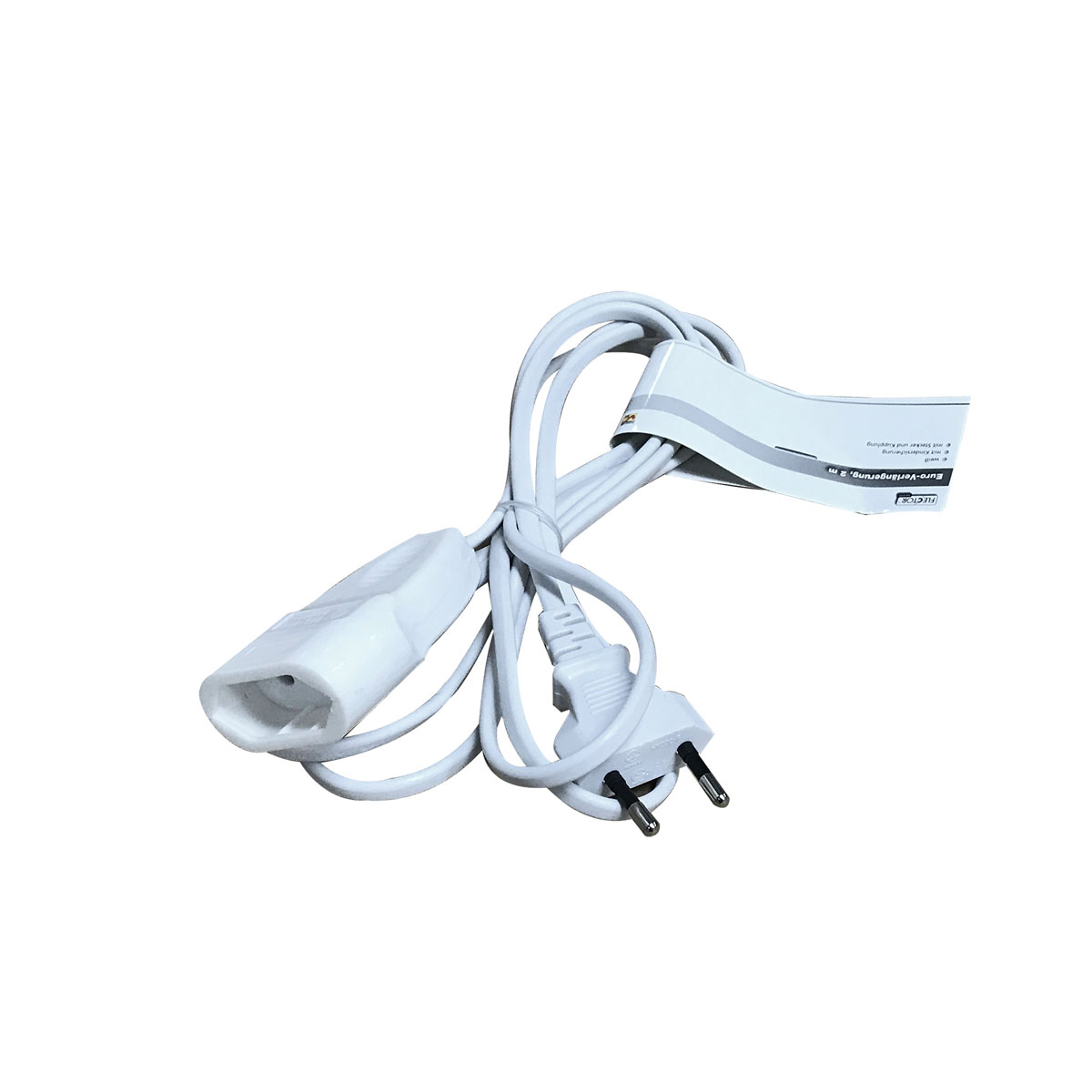 Flector Technik Euro-Verlängerungskabel mit Stecker und Kupplung 2m weiß