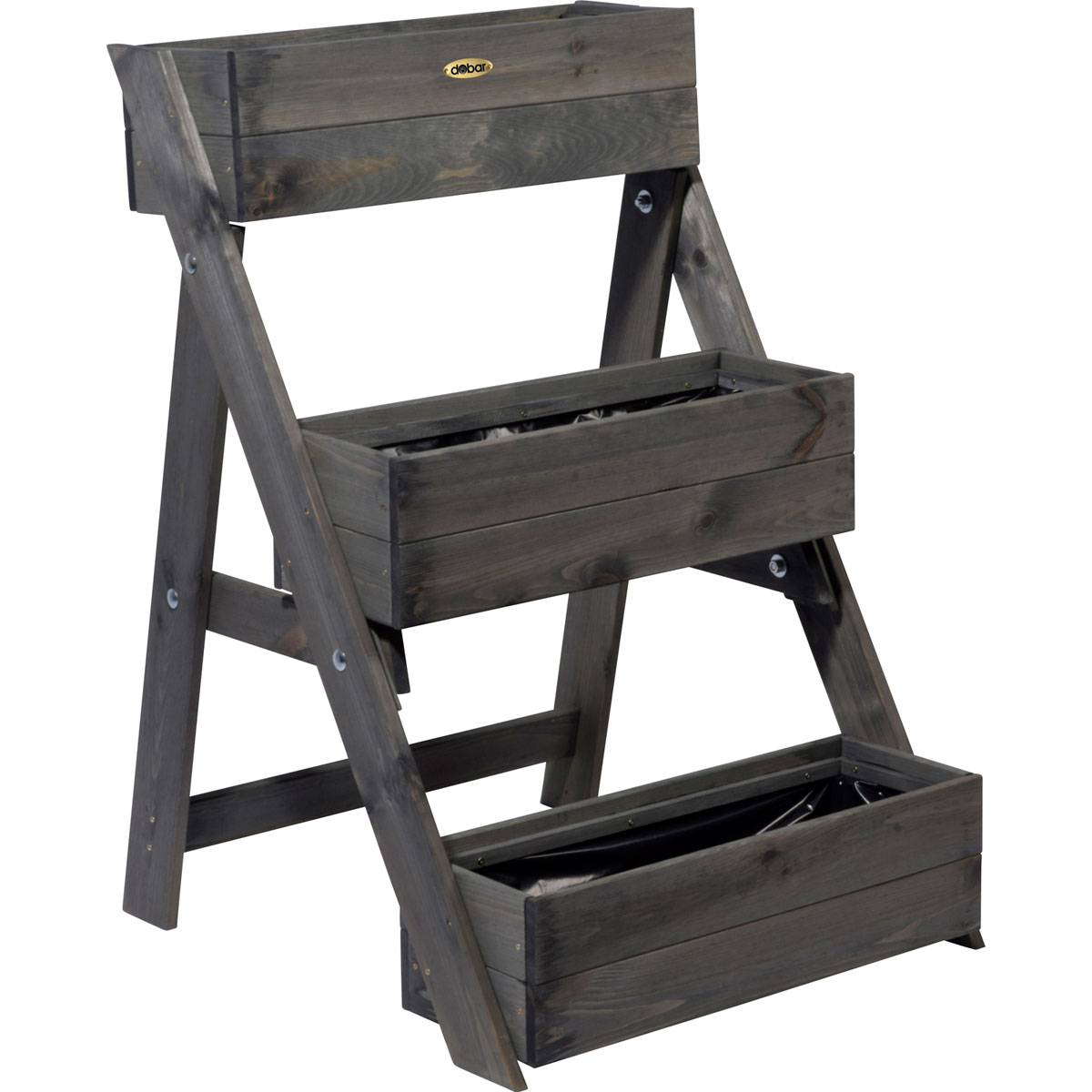 dobar Dreistufige Pflanztreppe 70 x 90 x 60 cm grau Bild 2