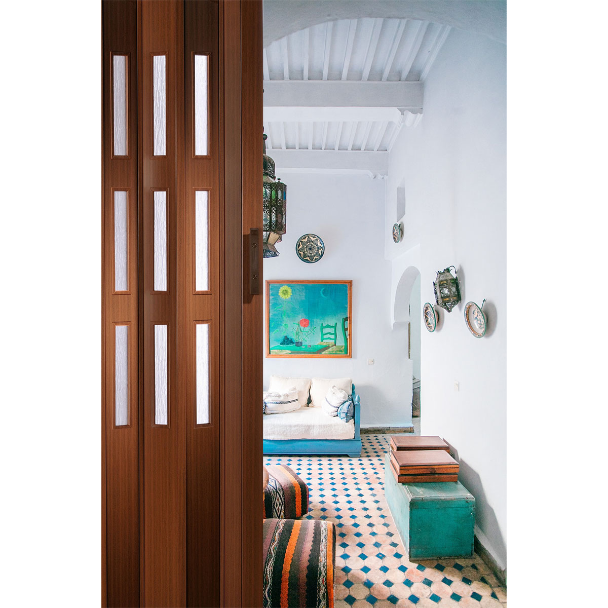 FORTE Kunststoff-Falttür Luciana B 88,5 x H 202 cm Mahagoni 3 Fenster Bild 4