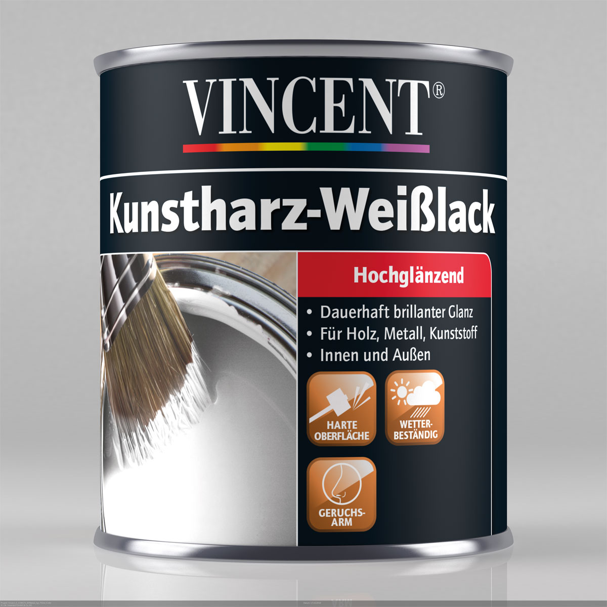 Vincent Kunstharz Weißlack Brilliantweiß hochglänzend 125 ml