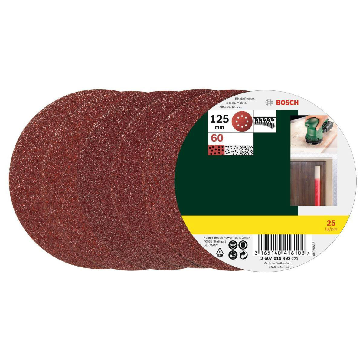 Bosch  Exzenterschleifblätter-Set 12,5 cm K60 25 Stück Bild 1