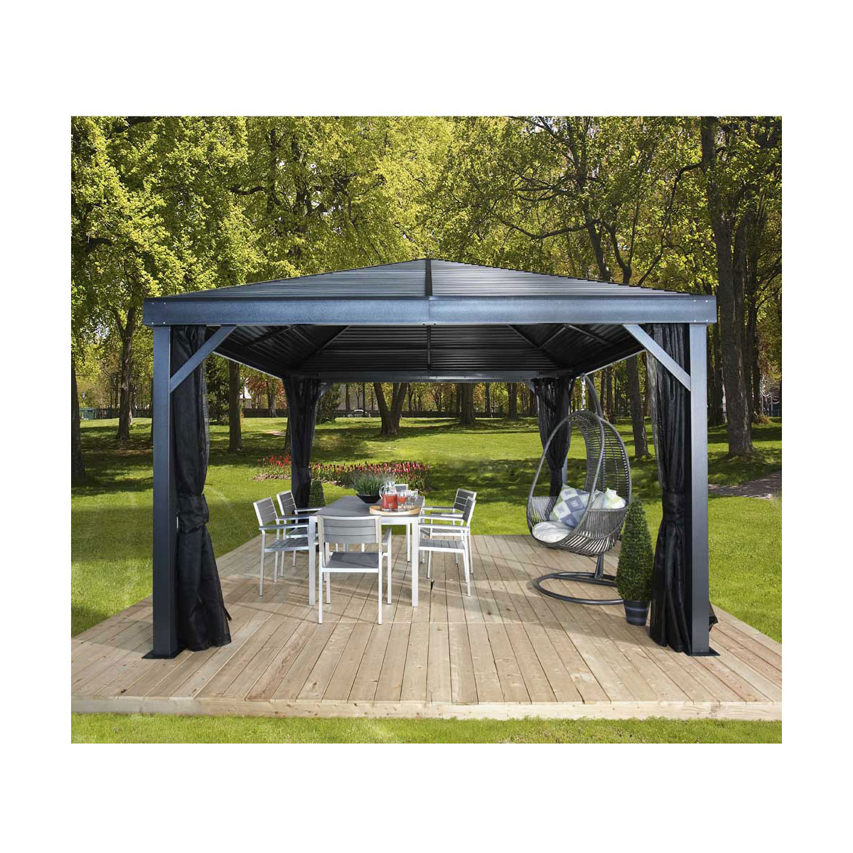 Sojag Pavillon South Beach 1212 364,3x364,3x310cm Basaltgrau Bild 3