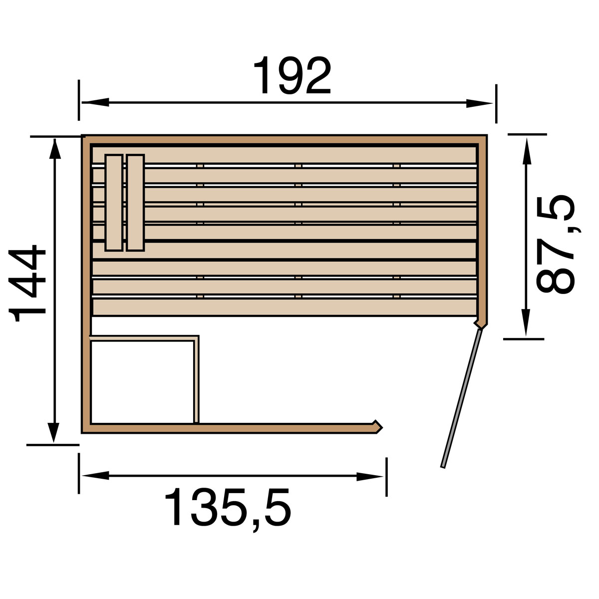 Weka Massivholz-Elementsaunaauna „Laukkala 2“, 38 mm, GTF Bild 3